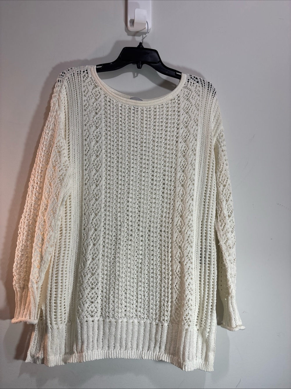 Chico White Knit Classic Cream Open-Knit Women's Sweater 1377